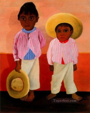  rivera Pintura - Los hijos de mi padrino retrato de Modesto y Jesús Sánchez 1930 Diego Rivera